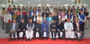 The Governor of Arunachal Pradesh Brig. (Dr.) B.D. Mishra (Retd) with the members of State Legislative in presence of the President of India Shri Ram Nath Kovind, Itanagar on 19th November 2017.